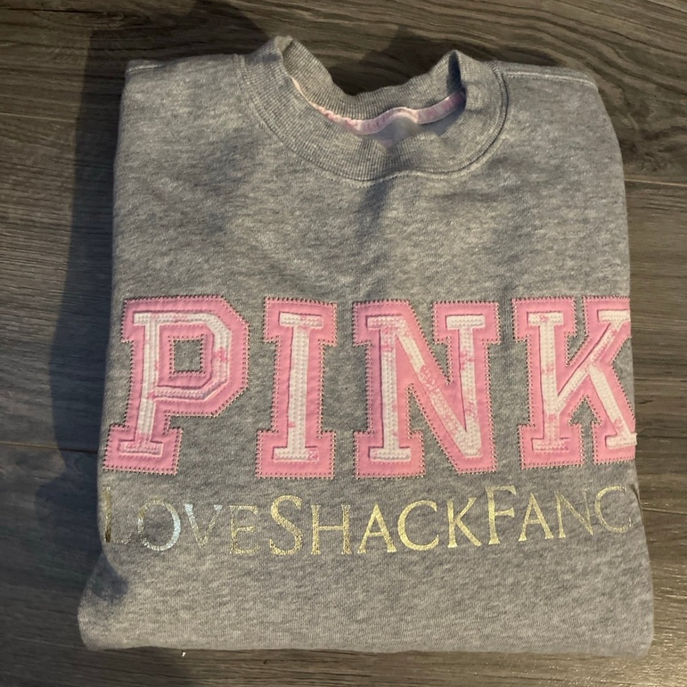 PINK LoveShackFancy Gray and Pink Sweatshirt